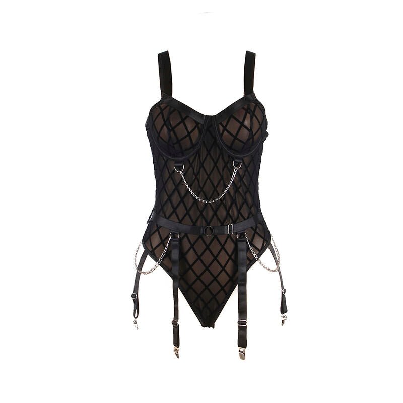 SUBBLIME - 9542277 BODY CON CATENE + CINTURA REGGICALZE NERO L/XL - SUBBLIME BODIES - Intimo per le occasioni speciali | The Game Lingerie
