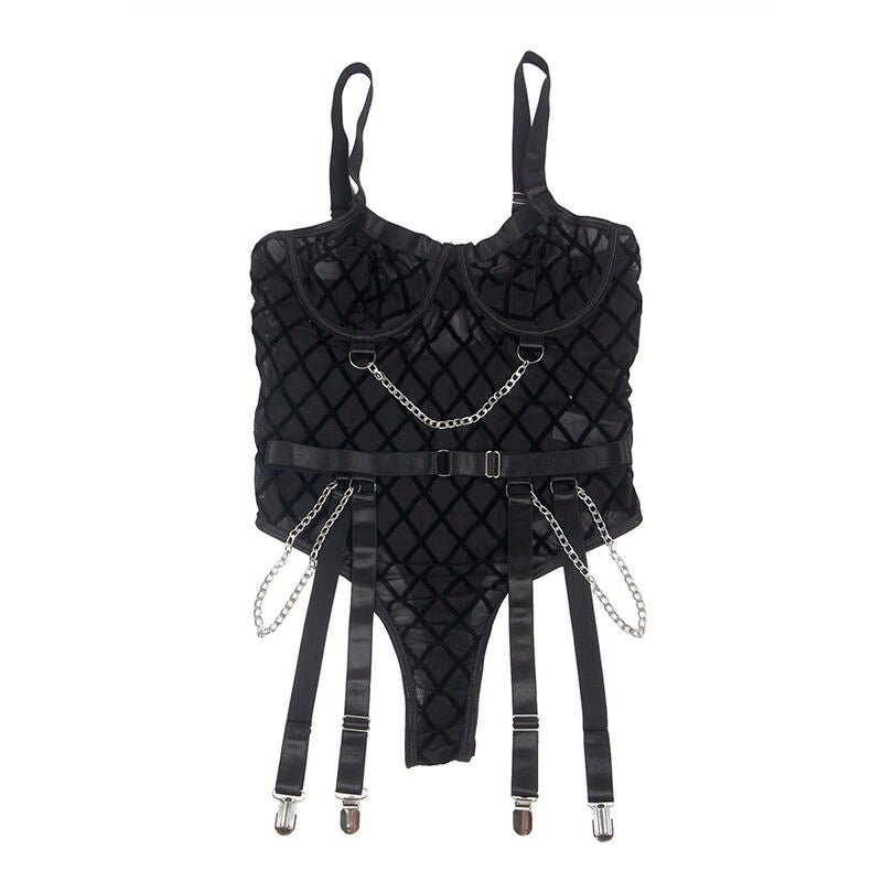 SUBBLIME - 9542277 BODY CON CATENE + CINTURA REGGICALZE NERO L/XL - SUBBLIME BODIES - Intimo per le occasioni speciali | The Game Lingerie