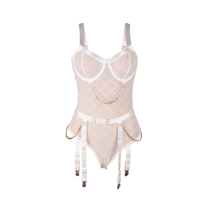 SUBBLIME - 954284 BODY CON CATENE + CINTURA GIACCHE BIANCO S/M - SUBBLIME BODIES - Intimo per le occasioni speciali | The Game Lingerie