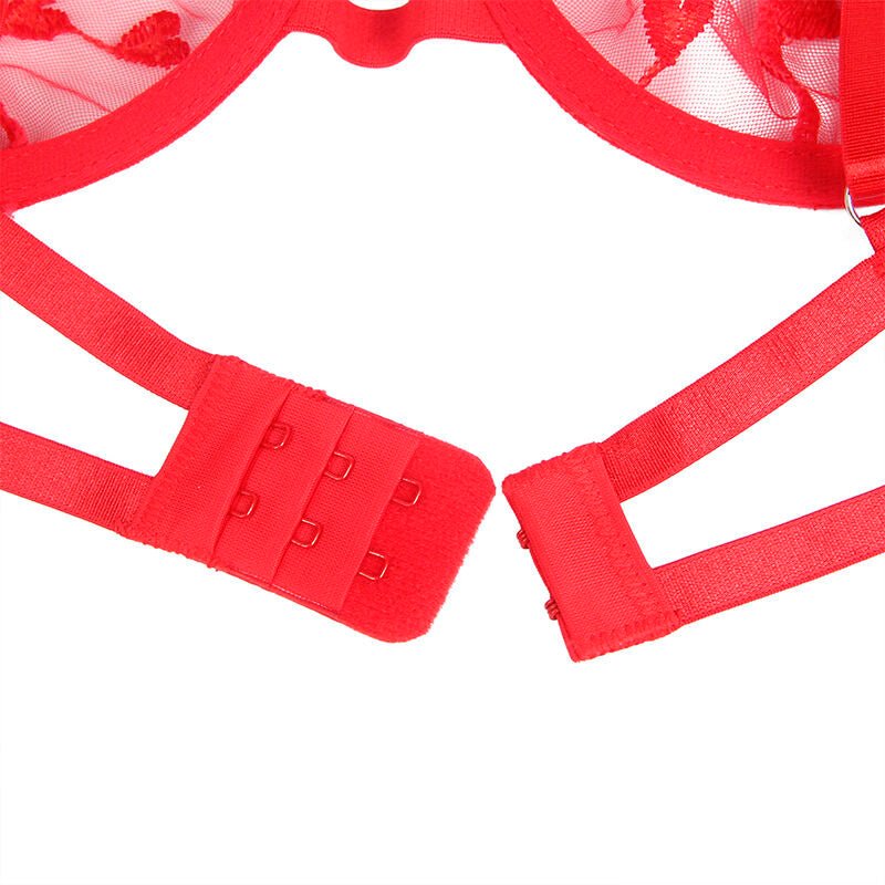 SUBBLIME - 954321 REGGISENO + PERIZOMA + CINTURA CON STAMPA A CUORE ROSSO S/M - SUBBLIME SETS - Intimo per le occasioni speciali | The Game Lingerie
