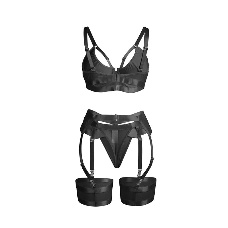 SUBBLIME - 955243 REGGISENO BONDAGE NERO CON GIARRETTIERA L/XL - SUBBLIME SETS - Intimo per le occasioni speciali | The Game Lingerie
