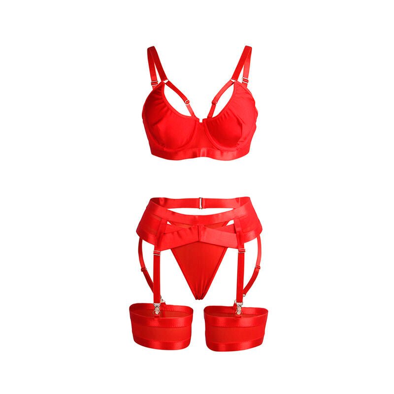 SUBBLIME - 955250 REGGISENO BONDAGE ROSSO CON GIARRETTIERA S/M - SUBBLIME SETS - Intimo per le occasioni speciali | The Game Lingerie
