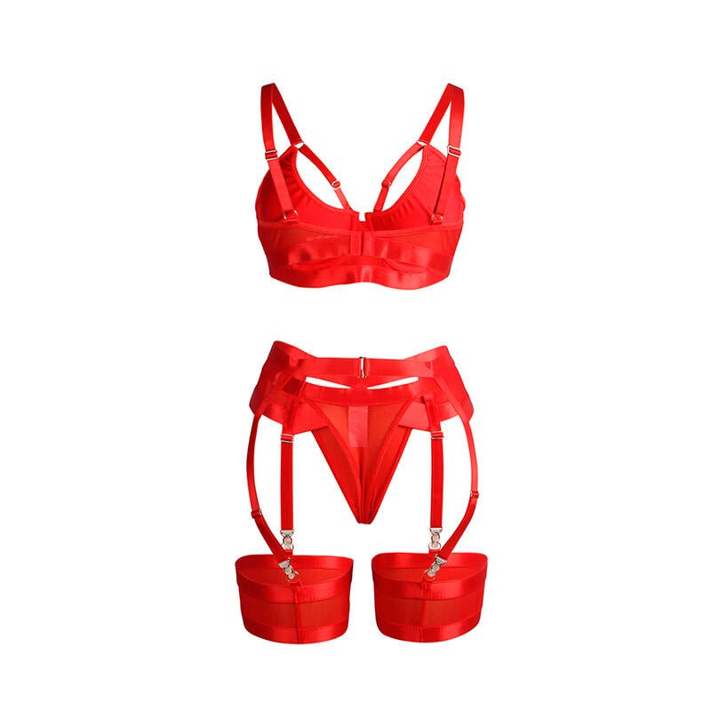 SUBBLIME - 955267 REGGISENO BONDAGE ROSSO CON GIARRETTIERA L/XL - SUBBLIME SETS - Intimo per le occasioni speciali | The Game Lingerie