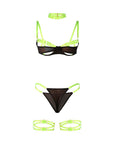 SUBBLIME - 955274 COMPLETO REGGISENO CON COLLANA E DETTAGLI GAMBA VERDE FLUORESCENTE S/M - SUBBLIME SETS - Intimo per le occasioni speciali | The Game Lingerie