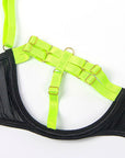 SUBBLIME - 955274 COMPLETO REGGISENO CON COLLANA E DETTAGLI GAMBA VERDE FLUORESCENTE S/M - SUBBLIME SETS - Intimo per le occasioni speciali | The Game Lingerie