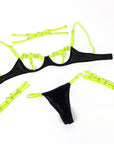 SUBBLIME - 955281 COMPLETO REGGISENO CON COLLANA E DETTAGLI GAMBA VERDE FLUO L/XL - SUBBLIME SETS - Intimo per le occasioni speciali | The Game Lingerie