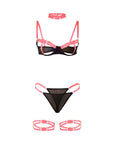 SUBBLIME - 955304 COMPLETO REGGISENO CON COLLANA E DETTAGLI GAMBA ROSA FLUO L/XL - SUBBLIME SETS - Intimo per le occasioni speciali | The Game Lingerie