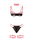 SUBBLIME - 955304 COMPLETO REGGISENO CON COLLANA E DETTAGLI GAMBA ROSA FLUO L/XL - SUBBLIME SETS - Intimo per le occasioni speciali | The Game Lingerie