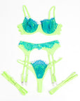 SUBBLIME - 955328 COMPLETO REGGISENO CON PIZZO E LINEE GIARRETRICI VERDE E BLU L/XL - SUBBLIME SETS - Intimo per le occasioni speciali | The Game Lingerie