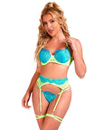 SUBBLIME - 955328 COMPLETO REGGISENO CON PIZZO E LINEE GIARRETRICI VERDE E BLU L/XL - SUBBLIME SETS - Intimo per le occasioni speciali | The Game Lingerie