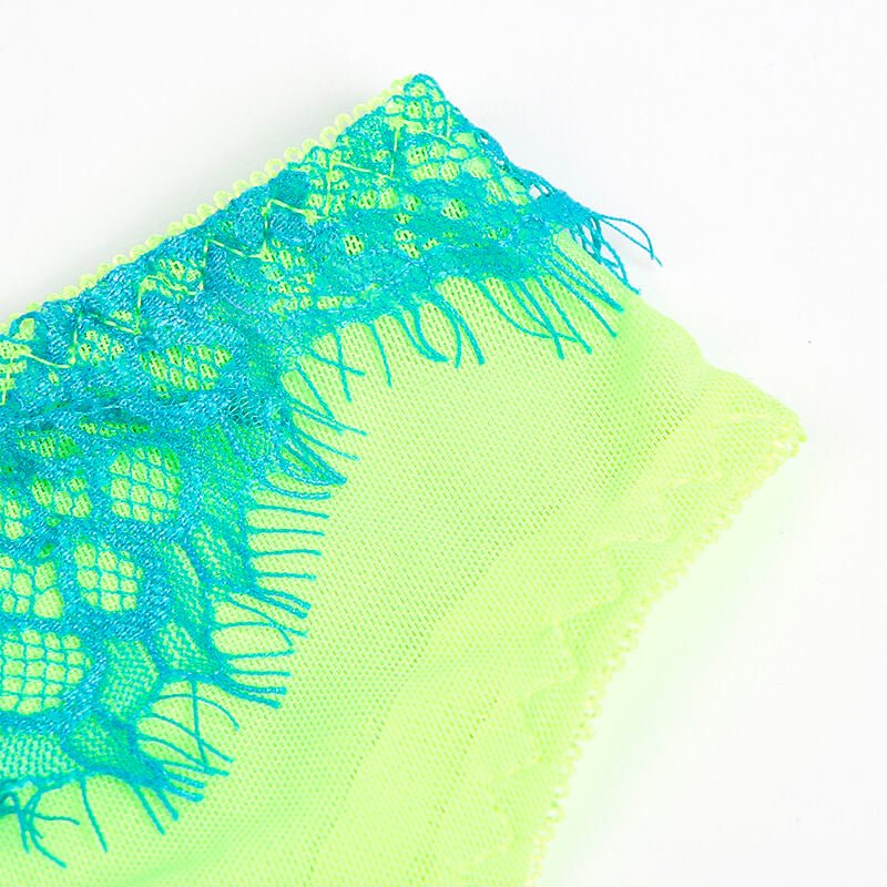 SUBBLIME - 955328 COMPLETO REGGISENO CON PIZZO E LINEE GIARRETRICI VERDE E BLU L/XL - SUBBLIME SETS - Intimo per le occasioni speciali | The Game Lingerie