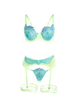 SUBBLIME - 955328 COMPLETO REGGISENO CON PIZZO E LINEE GIARRETRICI VERDE E BLU L/XL - SUBBLIME SETS - Intimo per le occasioni speciali | The Game Lingerie