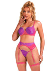 SUBBLIME - 955359 COMPLETO REGGISENO CON PIZZO E GIACCHETTI ROSA E VIOLA S/M - SUBBLIME SETS - Intimo per le occasioni speciali | The Game Lingerie