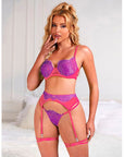 SUBBLIME - 955359 COMPLETO REGGISENO CON PIZZO E GIACCHETTI ROSA E VIOLA S/M - SUBBLIME SETS - Intimo per le occasioni speciali | The Game Lingerie