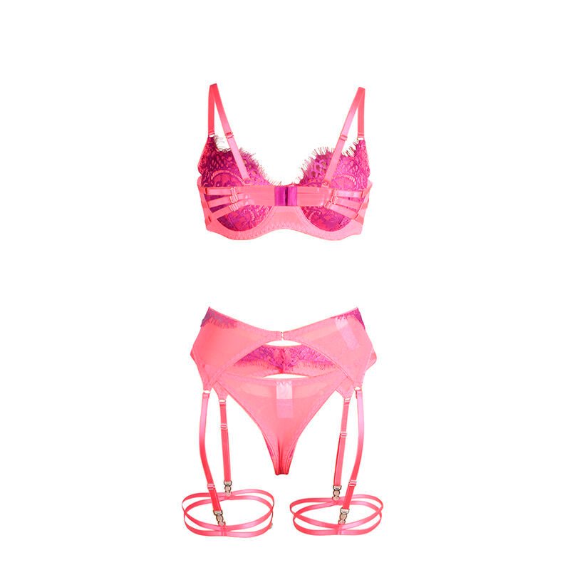 SUBBLIME - 955366 COMPLETO REGGISENO CON PIZZO E LINEE DI GIARRETTIERA ROSA E VIOLA L/XL - SUBBLIME SETS - Intimo per le occasioni speciali | The Game Lingerie