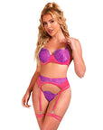SUBBLIME - 955366 COMPLETO REGGISENO CON PIZZO E LINEE DI GIARRETTIERA ROSA E VIOLA L/XL - SUBBLIME SETS - Intimo per le occasioni speciali | The Game Lingerie