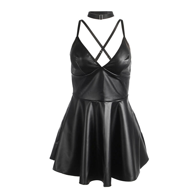 SUBBLIME - 955380 ABITO CON SPALLINE IN PELLE NERA L/XL - SUBBLIME DRESSES - Intimo per le occasioni speciali | The Game Lingerie