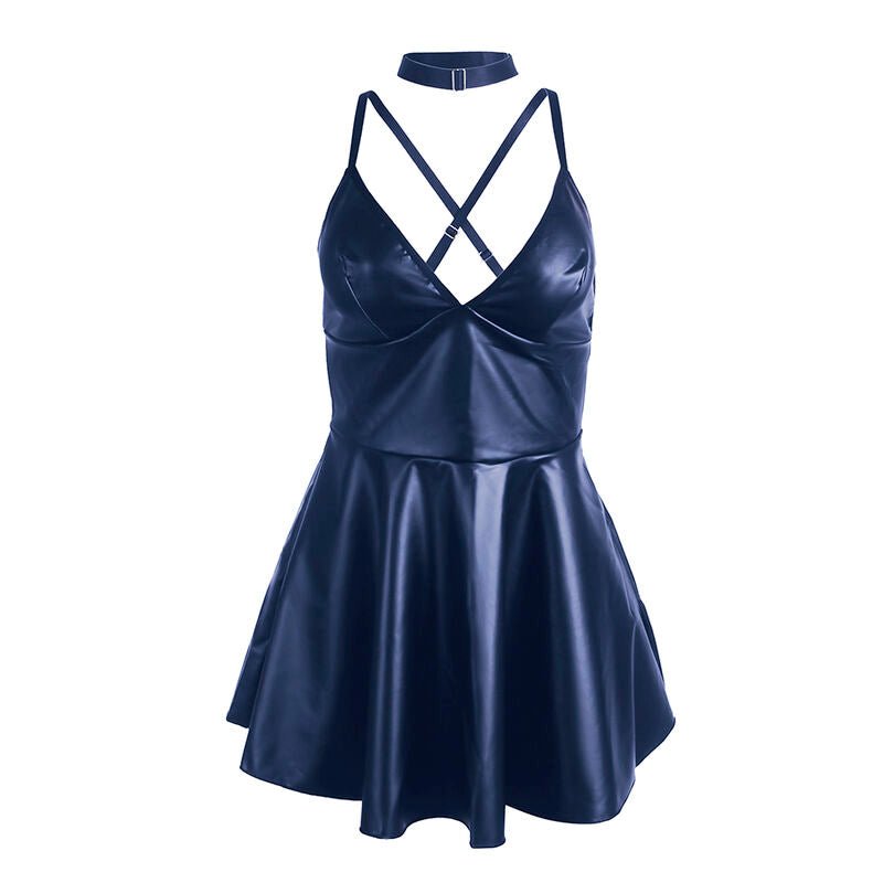 SUBBLIME - 955410 ABITO CON SPALLINE IN PELLE BLU S/M - SUBBLIME DRESSES - Intimo per le occasioni speciali | The Game Lingerie