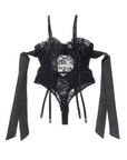 SUBBLIME - 955496 BODY IN PIZZO CON FIOCCHI E GIARRETTIERE NERO S/M - SUBBLIME BODIES - Intimo per le occasioni speciali | The Game Lingerie