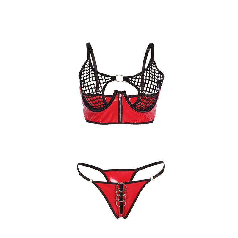 SUBBLIME - 955533 REGGISENO IN VERNICE ROSSA CON CERNIERA E REGGISENO A RETINO S/M - SUBBLIME SETS - Intimo per le occasioni speciali | The Game Lingerie