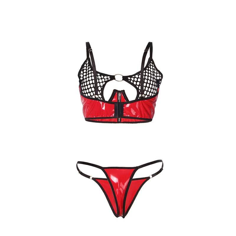 SUBBLIME - 955540 REGGISENO IN VERNICE ROSSA CON CERNIERA E REGGISENO A RETINO L/XL - SUBBLIME SETS - Intimo per le occasioni speciali | The Game Lingerie