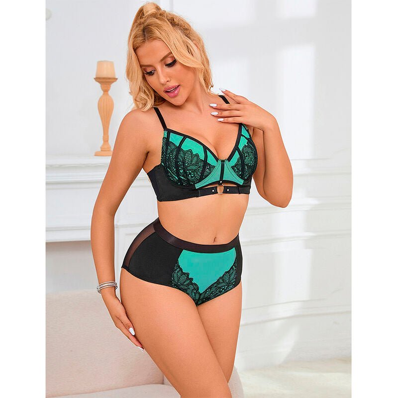 SUBBLIME - 955564 REGGISENO IN VERNICE VERDE CON CERNIERA IN RETE L/XL - SUBBLIME SETS - Intimo per le occasioni speciali | The Game Lingerie