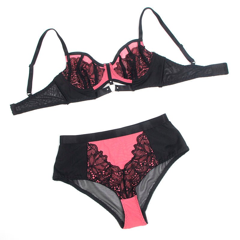 SUBBLIME - 955571 SET REGGISENO IN VERNICE ROSA CON CERNIERA E REGGISENO A RETINO S/M - SUBBLIME SETS - Intimo per le occasioni speciali | The Game Lingerie