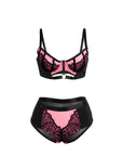 SUBBLIME - 955588 SET REGGISENO IN VERNICE ROSA CON CERNIERA IN RETE L/XL - SUBBLIME SETS - Intimo per le occasioni speciali | The Game Lingerie