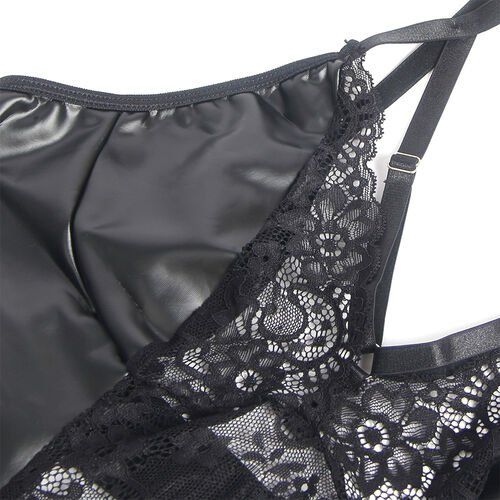 SUBBLIME - 957537 ABITO IN PELLE CON PIZZO FLOREALE NERO L/XL - SUBBLIME DRESSES - Intimo per le occasioni speciali | The Game Lingerie