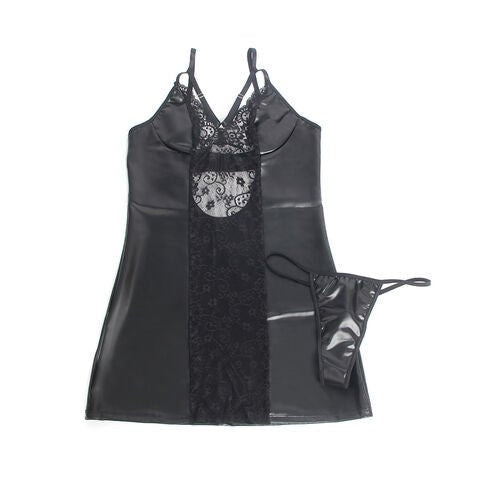 SUBBLIME - 957537 ABITO IN PELLE CON PIZZO FLOREALE NERO L/XL - SUBBLIME DRESSES - Intimo per le occasioni speciali | The Game Lingerie