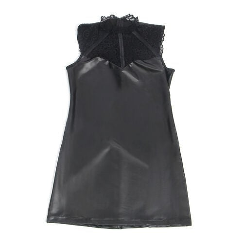 SUBBLIME - 957551 ABITO IN PELLE CON COLLO IN PIZZO NERO L/XL - SUBBLIME DRESSES - Intimo per le occasioni speciali | The Game Lingerie