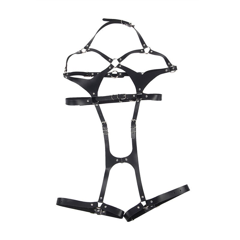SUBBLIME - IMBRACATURA COMPLETA CON FIBBIE IN PELLE NERA TAGLIA UNICA - SUBBLIME FETISH - Intimo per le occasioni speciali | The Game Lingerie