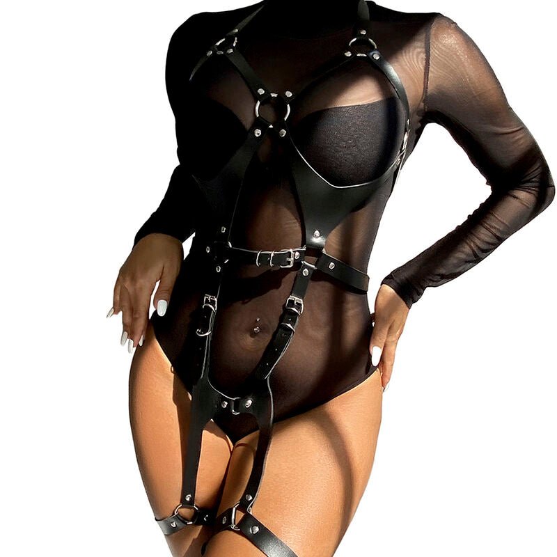 SUBBLIME - IMBRACATURA COMPLETA CON FIBBIE IN PELLE NERA TAGLIA UNICA - SUBBLIME FETISH - Intimo per le occasioni speciali | The Game Lingerie