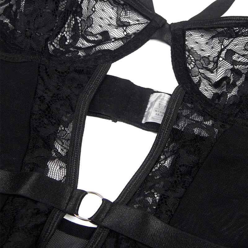 SUBBLIME - ORSACCHIOTTO CON GIARRETTIERA CON DETTAGLIO IN PIZZO E STRISCE NERO S/M - SUBBLIME BODIES - Intimo per le occasioni speciali | The Game Lingerie