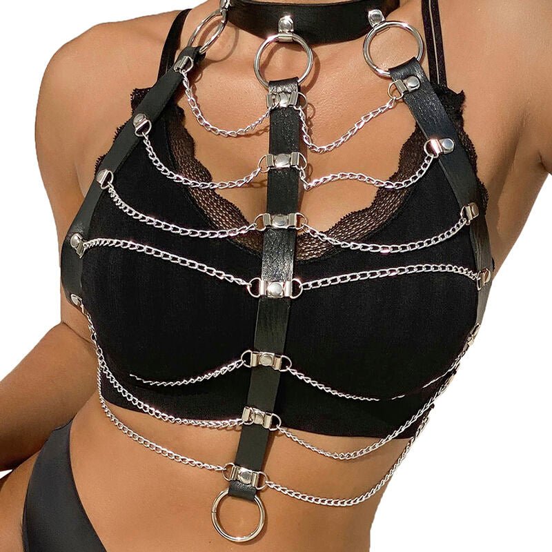 SUBBLIME - PETTORALE CATENE IN PELLE NERA TAGLIA UNICA - SUBBLIME FETISH - Intimo per le occasioni speciali | The Game Lingerie