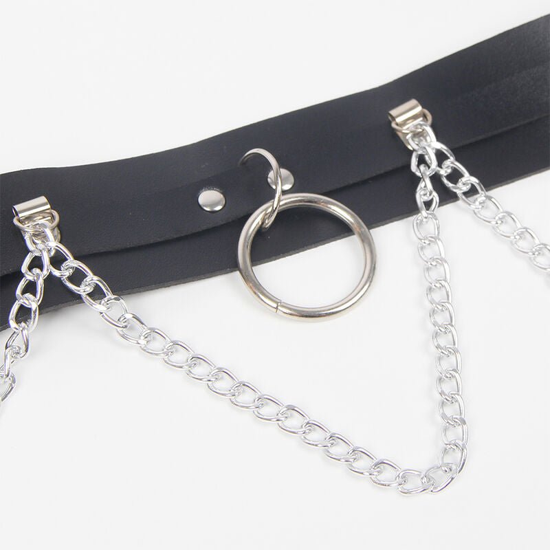 SUBBLIME - PETTORINA CINTURA E REGGETTIERE CON ANELLI E CATENA DETTAGLIO TAGLIA UNICA - SUBBLIME FETISH - Intimo per le occasioni speciali | The Game Lingerie