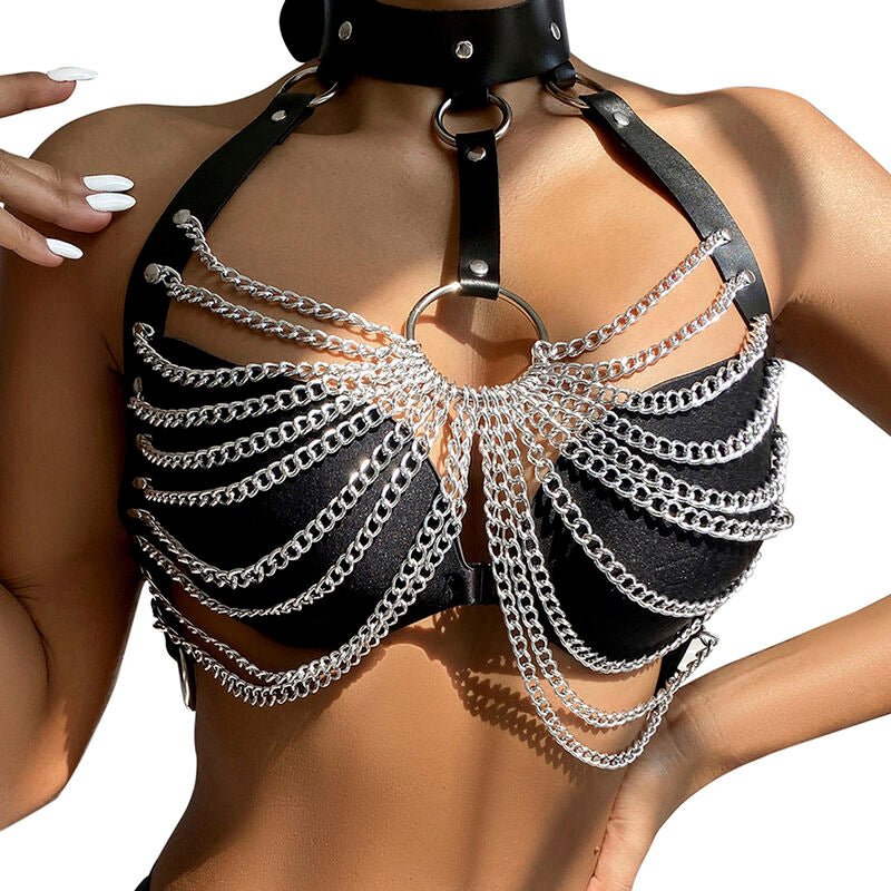 SUBBLIME - PETTORINA CON CATENE AD ANELLI GRANDI TAGLIA UNICA - SUBBLIME FETISH - Intimo per le occasioni speciali | The Game Lingerie