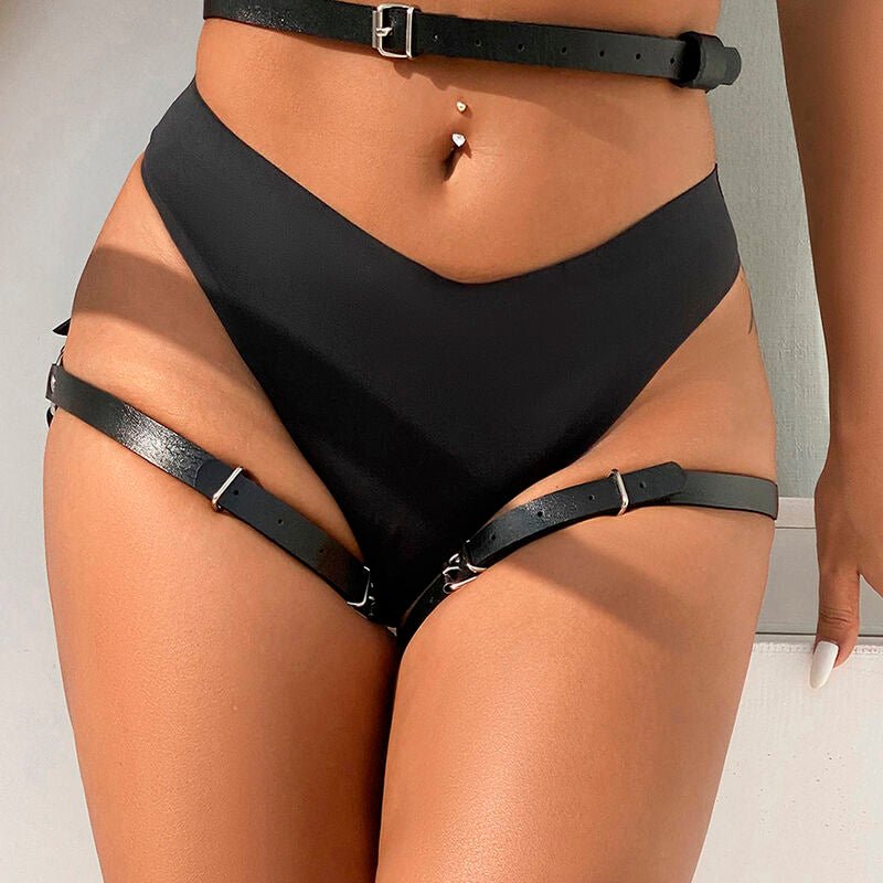 SUBBLIME - PETTORINA IN VITA E GAMBE IN PELLE NERA TAGLIA UNICA - SUBBLIME FETISH - Intimo per le occasioni speciali | The Game Lingerie