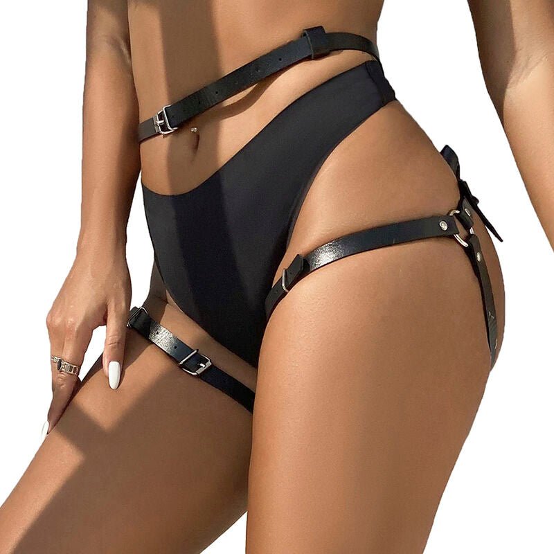 SUBBLIME - PETTORINA IN VITA E GAMBE IN PELLE NERA TAGLIA UNICA - SUBBLIME FETISH - Intimo per le occasioni speciali | The Game Lingerie