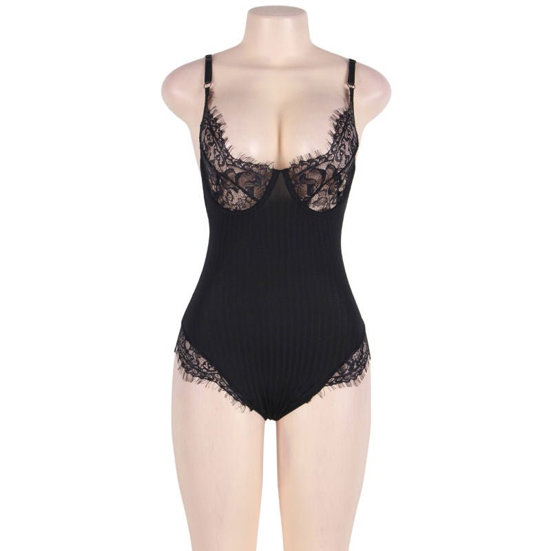 SUBBLIME - QUEEN PLUS TEDDY CON TRASPARENTI E FRANGE NERE - SUBBLIME QUEEN PLUS SIZE - Intimo per le occasioni speciali | The Game Lingerie