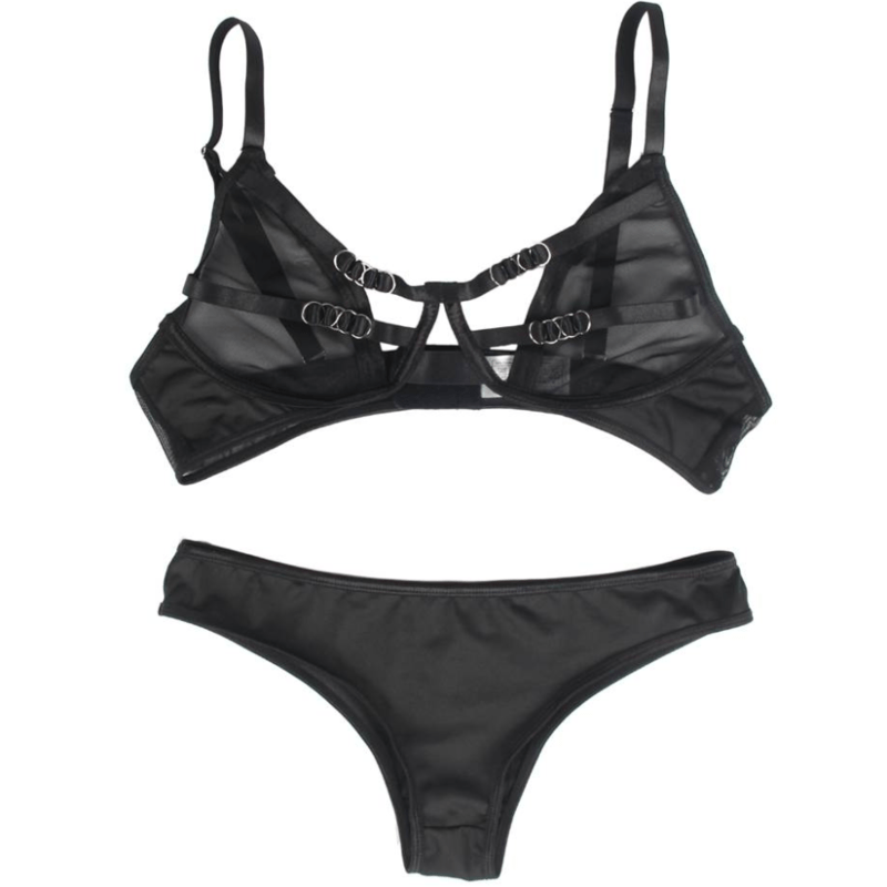 SUBBLIME - SET DUE PEZZI DI REGGISENO TRASPARENTE E STRISCE S/M - SUBBLIME SETS - Intimo per le occasioni speciali | The Game Lingerie