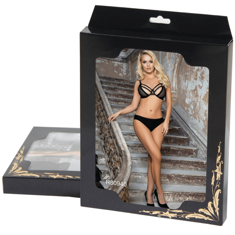 SUBBLIME - SET DUE PEZZI DI REGGISENO TRASPARENTE E STRISCE S/M - SUBBLIME SETS - Intimo per le occasioni speciali | The Game Lingerie