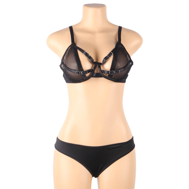 SUBBLIME - SET DUE PEZZI DI REGGISENO TRASPARENTE E STRISCE S/M - SUBBLIME SETS - Intimo per le occasioni speciali | The Game Lingerie